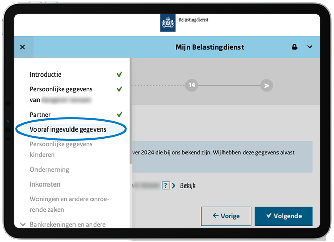 Uitleg vooraf ingevulde gegevens wijzigen, boven afbeelding toegelicht. Uitleg vooraf ingevulde gegevens wijzigen, boven afbeelding toegelicht.